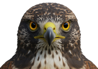 Isolated Intense Portrait of a Sharp-Eyed Hawk Gaze