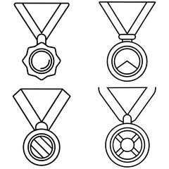 Obraz premium Sports Medal Coloring Page – Achievement Award Line Art Illustration for Kids and Adults