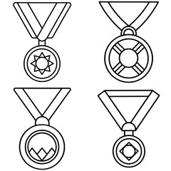 Obraz premium Sports Medal Coloring Page – Achievement Award Line Art Illustration for Kids and Adults