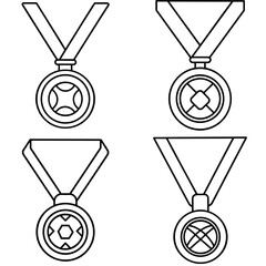 Obraz premium Sports Medal Coloring Page – Achievement Award Line Art Illustration for Kids and Adults