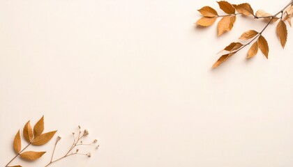 Autumn leaves flat lay on beige background. Generated image