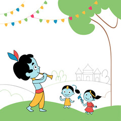 Fototapeta premium Krishna Janmashtami, also known simply as Krishnashtami, Janmashtami, or Gokulashtami, is an annual Hindu festival that celebrates the birth of Krishna, the eighth avatar of Vishnu. In certain Hindu t