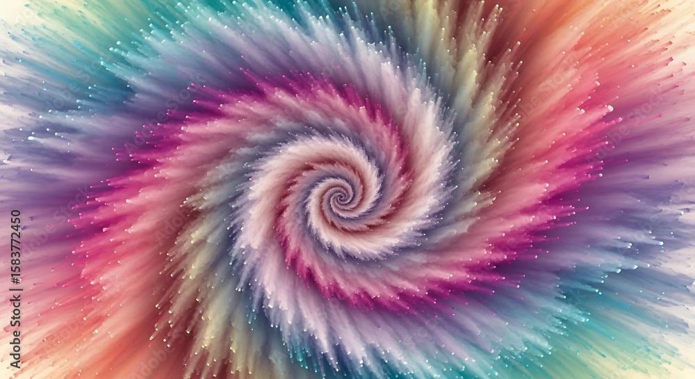 Poster abstract spiral of vibrant colors radiating outwards, creating a dynamic and mesmerizing visual effe