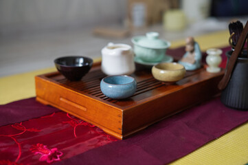 Tea ceremony at home. Tea drinking tradition. Buddhism