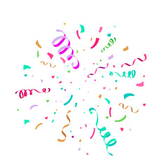Confetti Burst: A vibrant explosion of colorful confetti and ribbons, a joyful representation of celebration, festivity, and joyous occasions.