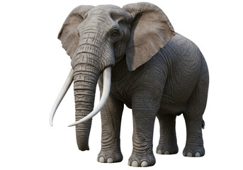 Isolated Majestic African Elephant with Long Tusks