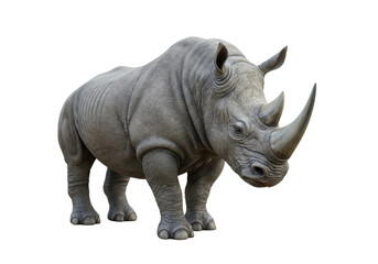 Isolated Majestic Rhinoceros with Powerful Horns