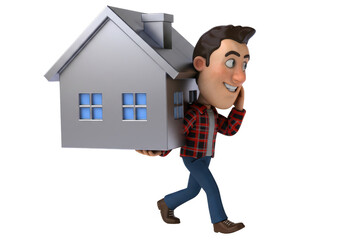 Isolated Man Carrying House on Back Burden Symbolism