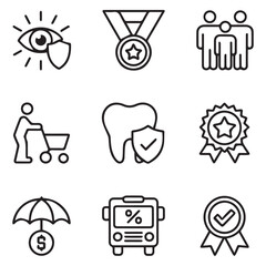 Healthcare, Safety, and Quality Certification Line Icon Collection