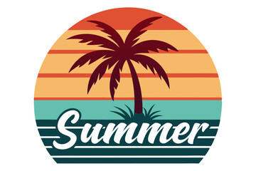 Minimal Retro Palm Tree with Summer Text Artwork