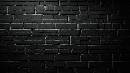 Architectural obsidian: Monolithic wall of dark, weathered bricks. Faint mortar lines, strong raking light, tactile surface. Moody, crisp.