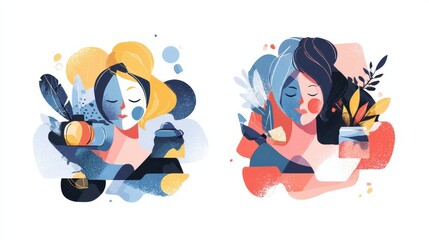 Beauty procedure abstract concept vector illustration set. Facial and body contouring, face lifting, plastic surgery, anti-age treatment, aesthetic cosmetic, skin rejuvenation abstract metaphor., no 