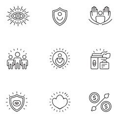 Insurance, Protection, and Finance Icon Set