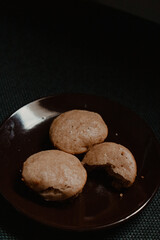 Three Banana Muffins on a Plate