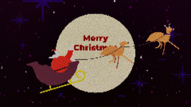 Knit Sweater Santa Deers Over Moon Title Animation for Wide Screen