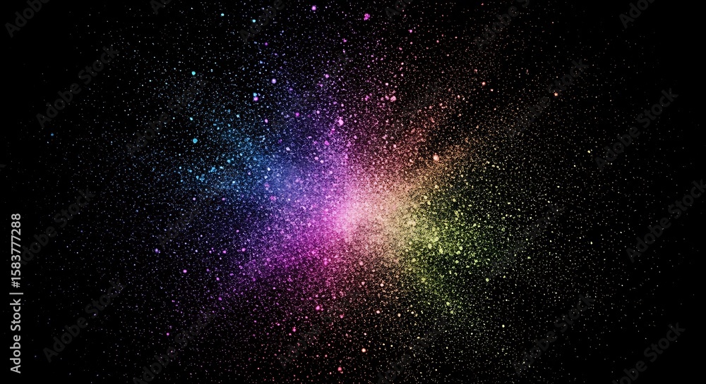 Poster an abstract explosion of vibrant colors radiates outwards against a dark background, creating a dyna