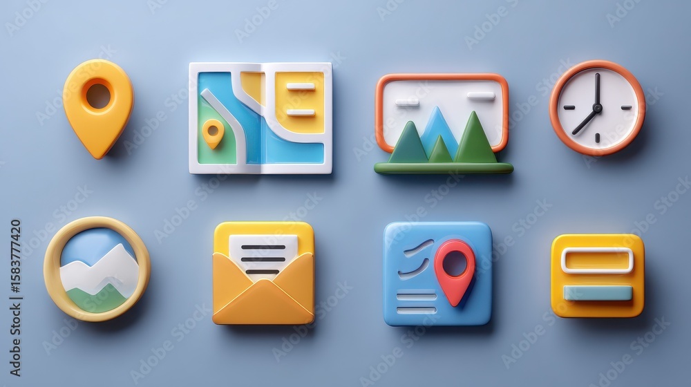Poster navigation icon set. map and geo pin icons. make your own custom location pin icon for app or contac