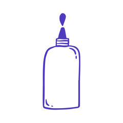 Hand-drawn doodle glue bottle. Simple icon for craft, stationery, and school supplies. Isolated vector illustration