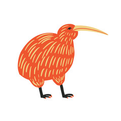 Kiwi bird vector hand drawn illustration. Simple design element