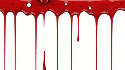 Red paint dripping down, isolated on white background - Powered by Adobe