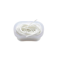 Isolated object for designers, transparent PNG; essential oral hygiene, effective dental floss, plaque removal, gum health promotion, robust cavity prevention, crucial daily care.