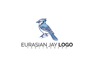 Elegant Eurasian Jay Logo Design in Nature Vector Emblem Style. Perfect for Branding Wildlife Projects, Bird Symbol Packaging, Outdoor Identity, and Eco Merchandise Labels.

