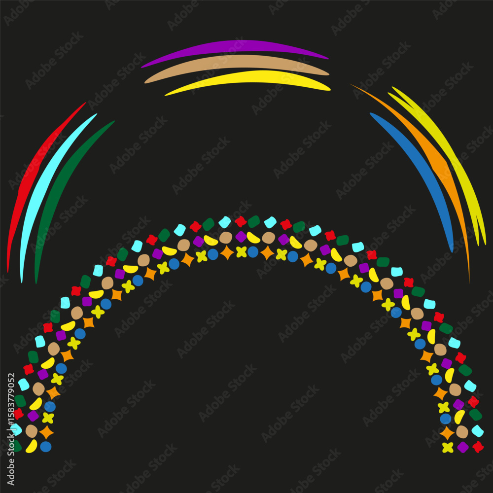 Aufkleber abstract arc pattern. rainbow stripe vector. colorful dynamic illustration. dark background art.