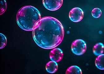 neon pink cyan bubble glow shape poster design