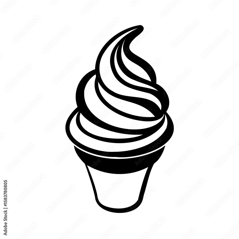 Poster A soft serve ice cream cone with a swirling design on vector