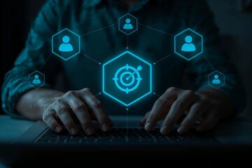 Digital Connection Hands on Keyboard, Focused on Online Target and Network Expansion