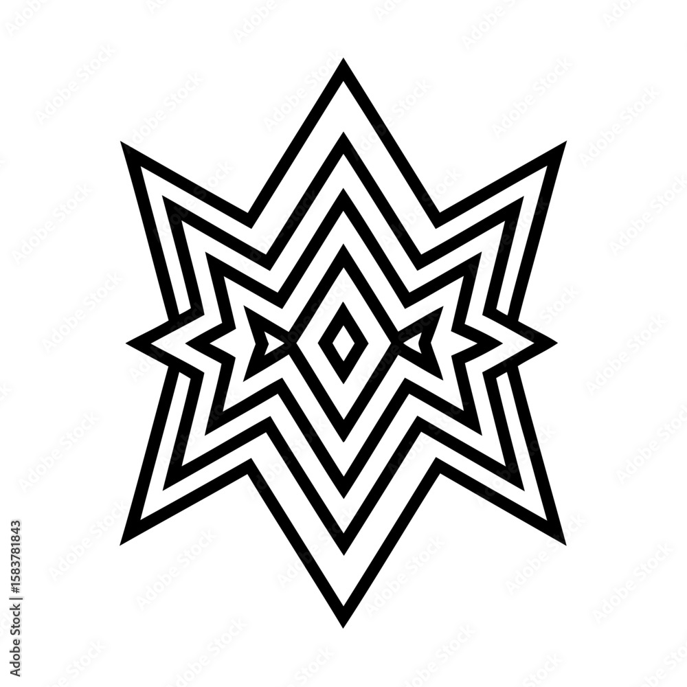Aufkleber geometric star shape with layered chevron diamond patterns on vector