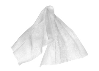White wrinkly disposable wet wipes isolated, clipping