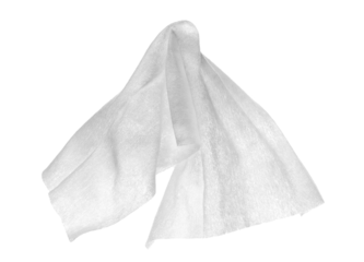 White wrinkly disposable wet wipes isolated, clipping