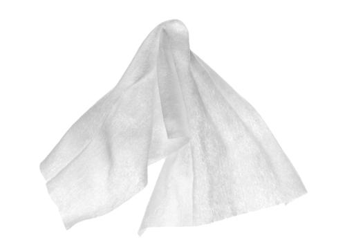 White wrinkly disposable wet wipes isolated, clipping