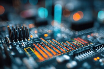 Financial graphs displayed on electronic circuits illustrating the integration of technology in data analysis and financial forecasting