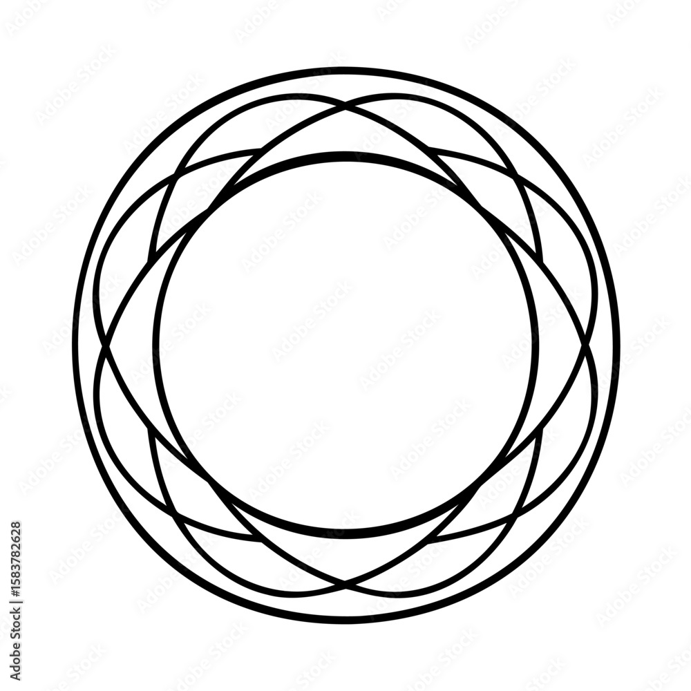 Poster overlapping curved lines forming a circular shape on a circle abstract
