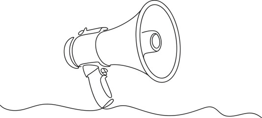 One Line Drawing of a Megaphone – Symbol of Announcement