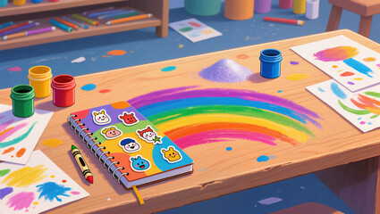 school supplies on the table