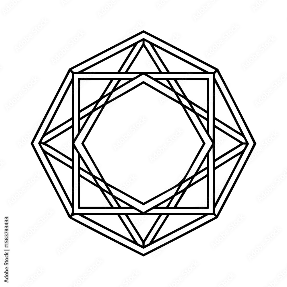 Poster geometric shape with nested squares triangles on a u i design lines