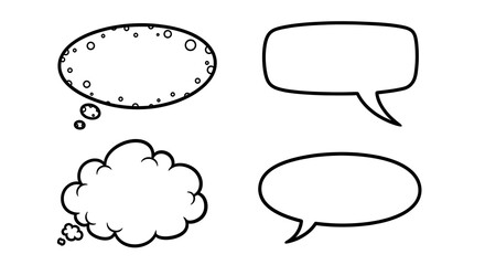 Fototapeta premium Variety of Cartoon Speech Bubbles & Thought Clouds Illustrations for Communication Design and Creative Projects
