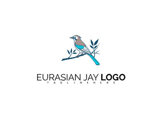 Stylish Eurasian Jay Logo Design in Elegant Vector Bird Art. Ideal for Branding Outdoor Products, Nature Labels, Wildlife Packaging, and Creative Eco Identity Designs.

