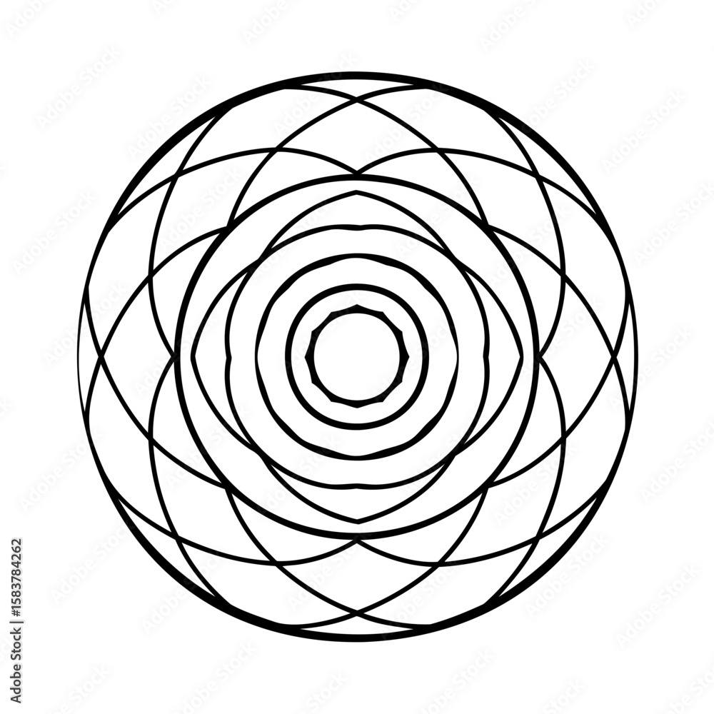 Poster concentric line design with overlapping arcs circular shapes on circle lines