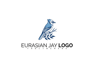 Premium Eurasian Jay Logo Design in Nature-Inspired Vector Style. Ideal for Eco Business Branding, Wildlife Groups, Forest Retreat Identity, and Ornithology-Focused Design.

