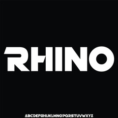 Modern strong rhino condensed alphabet display font vector illustration