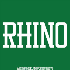 Modern strong rhino condensed alphabet display font vector illustration