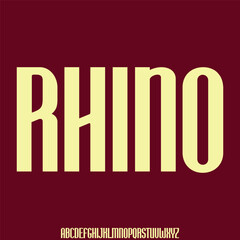 Modern strong rhino condensed alphabet display font vector illustration