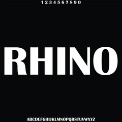 Modern strong rhino condensed alphabet display font vector illustration