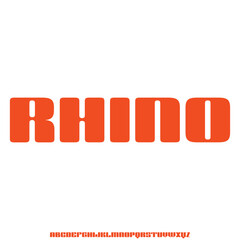 Modern strong rhino condensed alphabet display font vector illustration