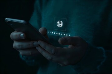 Hand holding a smartphone displaying social network icons for digital communication