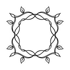Floral frame with leaves curved lines on a decorative design border